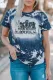Blue Hockey MOM Leopard Print Short Sleeve T Shirt
