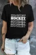 Black HOCKEY Letter Graphic Print Short Sleeve T Shirt