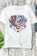 White USA Flag Eagle Graphic Print Short Sleeve T Shirt