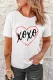 White Heart Shaped XOXO Print Short Sleeve T Shirt