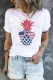 White America Flag Pineapple Print Short Sleeve T-shirt