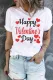 Happy Valentine's Day Heart Print Crew Neck T-shirt