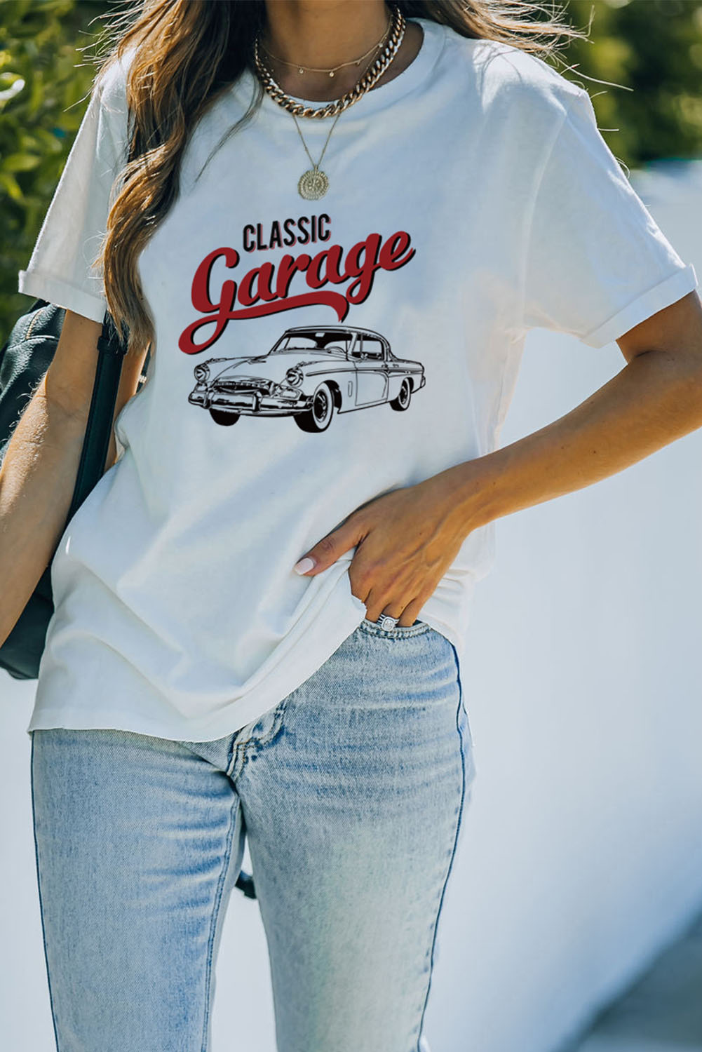 US 5.73 Dropshipping White Casual Letter Print Pick Up Truck Print