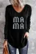Black Leopard MAMA Graphic Long Sleeve Knit Top