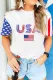USA Flag Color Block Raglan Sleeve T Shirt