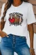 White Letter Heart-shaped Rugby Graphic Print Short Sleeve T-shirt
