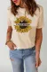 Khaki Mama Sunflower Graphic Print Crew Neck T Shirt
