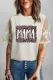 White MAMA Leopard Frame Print Lace Sleeve T Shirt