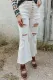White Light Washed Distressed Slits Button Fly Flare Jeans