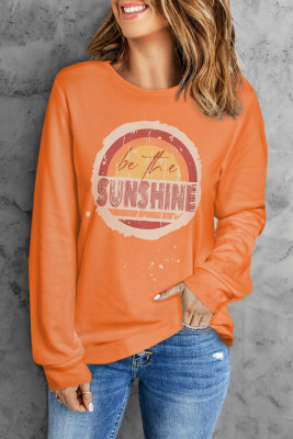 Orange be the SUNSHINE Graphic Print Long Sleeve Top LC25122950-14