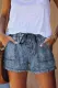 Blue Casual Pocketed Frayed Denim Shorts