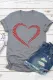 Gray Baseball Heart Shape Print Short Sleeve T Shirt