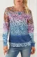 Multicolor Gradient Leopard Print Pullover Sweatshirt