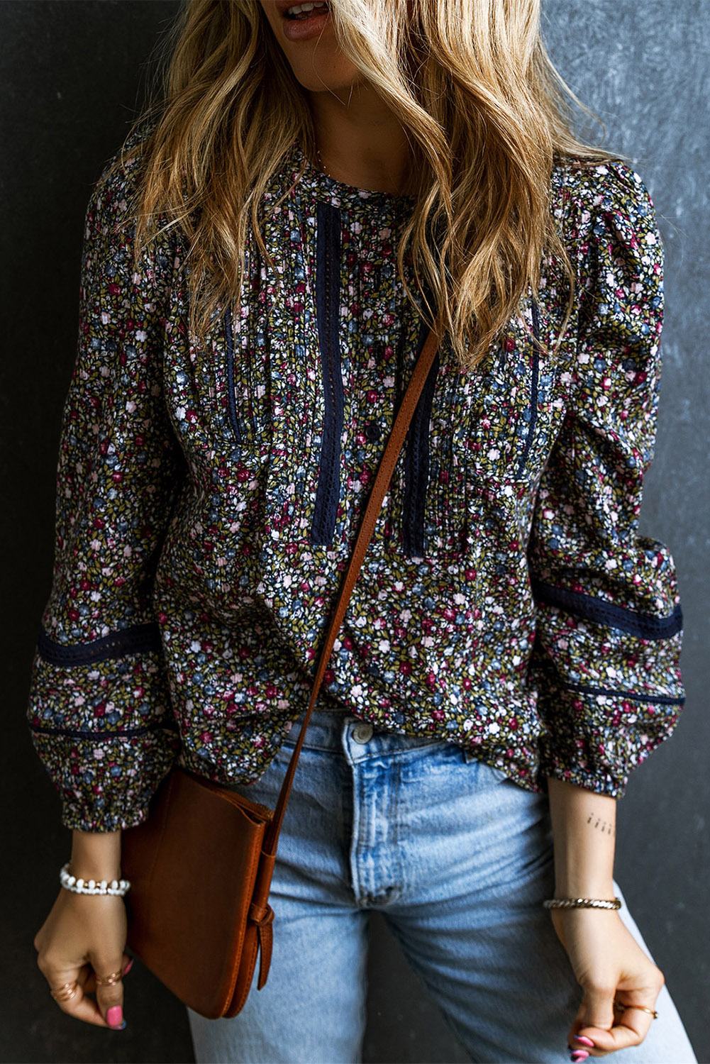 Multicolor Floral Puff Sleeve Shirt
