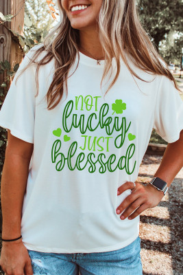 White St Patricks Not Luck Just Blessed Graphic T-shirt LC25224433-1