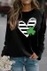 Black Clover Striped Heart Print Long Sleeve Pullover Sweatshirt