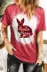 Fiery Red Auntie Bunny Plaid Graphic Print Short Sleeve Tee