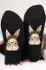 Black Easter Bunny Print Crew Socks