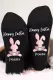 Black Happy Easter Bunny Print Crew Socks