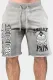 Gray Embrace Pain Letter Graphic Print Drawstring High Waist Shorts
