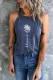 Blue Blessed Floral Print Crew Neck Sleeveless Top