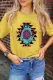 Yellow Aztec Mix Print T Shirt