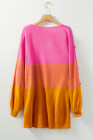 Multicolor Pompom Color Block Open Front Cardigan