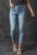 Light Blue Button Fly Skinny Jeans with Pockets