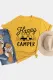Yellow Happy Camper Letter Graphic Print Short Sleeve T Shirt