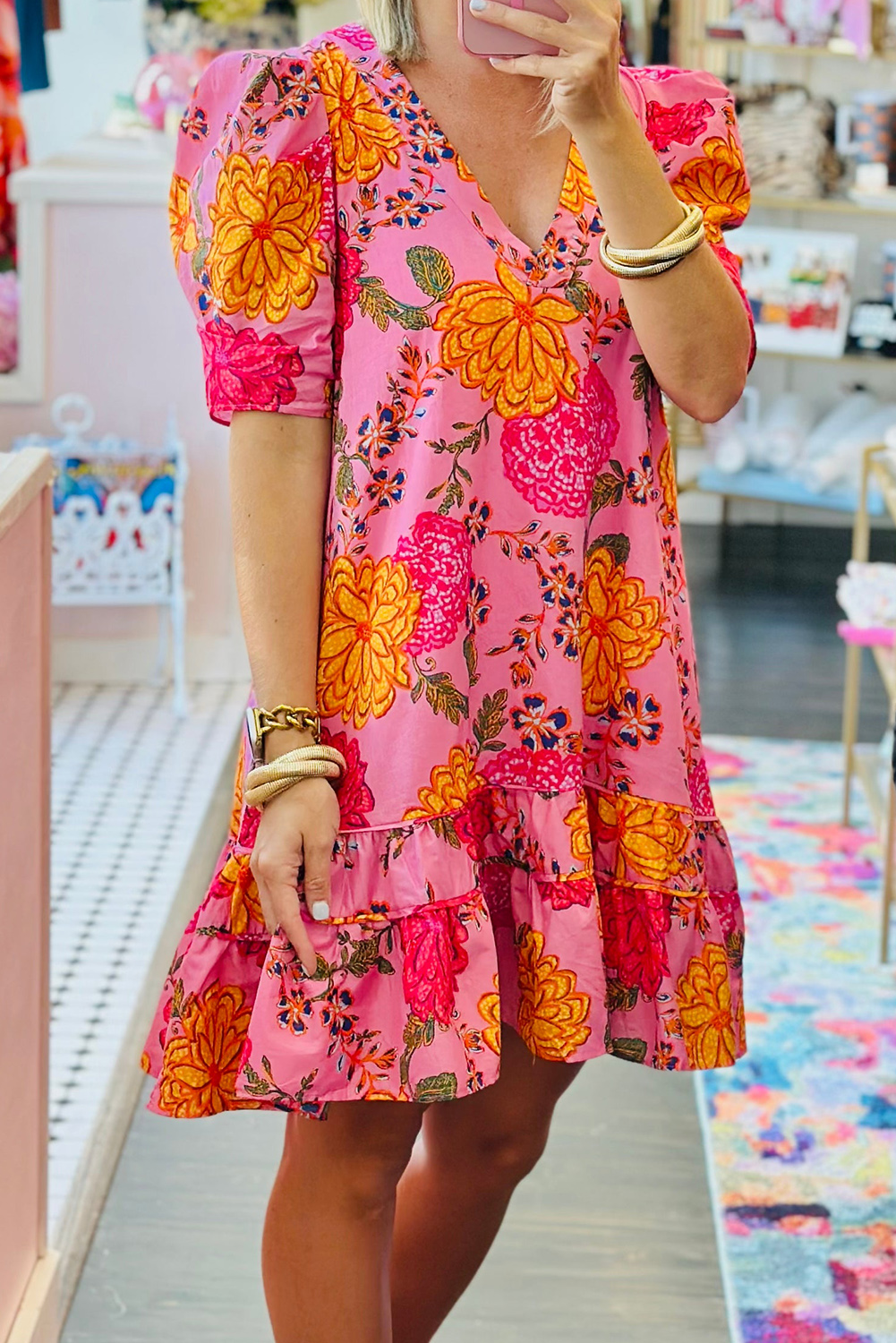 Mini Dress With Ruched Bodice And Voluminous Bubble Hem - Pink