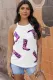 White Sequined Western Boots Slim Fit Crew Neck Tank Top