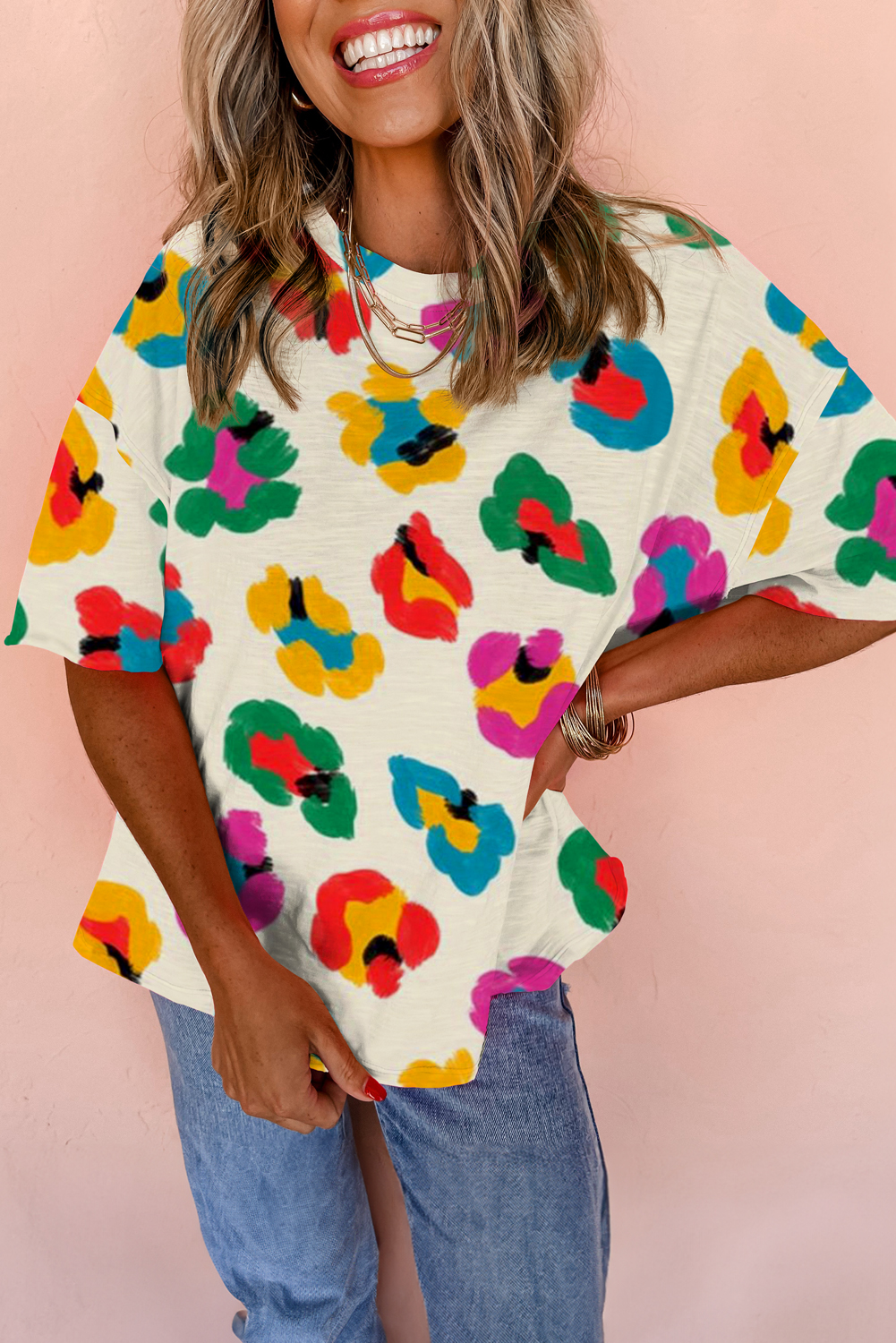 Glitter Leopard Adult Oversized Tee