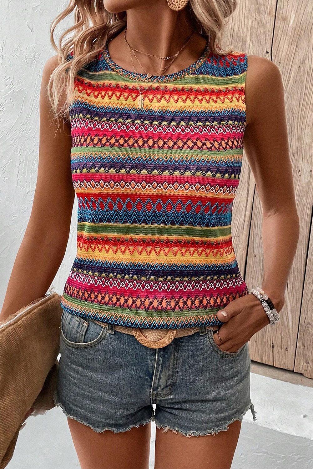 Yellow Solid Color Western Round Neckline No Collar Top main image 1