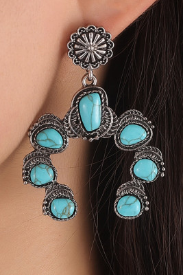 Bright Green Retro Western Turquoise Decor Drop Earring BH013723-P109
