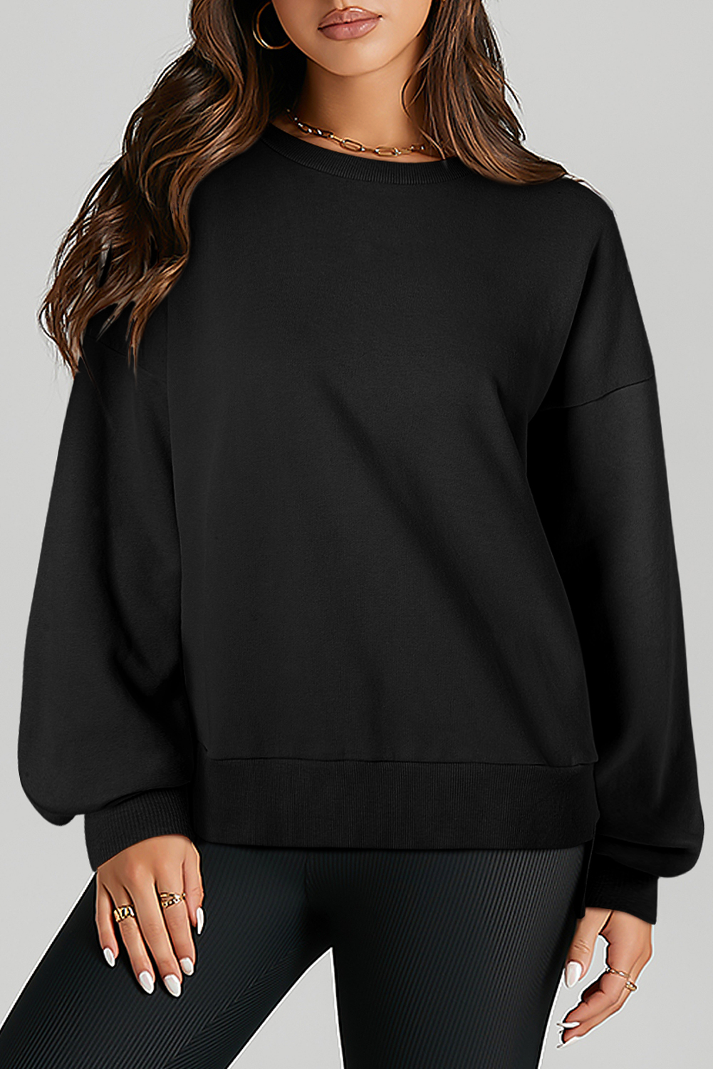 black women's Round Neck sweatshirt | pullover for women