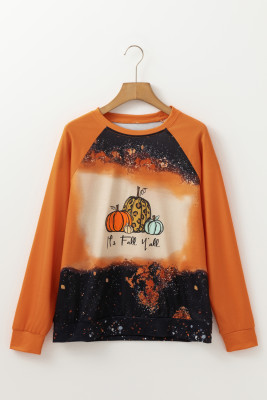 Gold Flame It's Fall Yall Halloween Pumpkin Graphic Bleached Top LC25226556-P5014