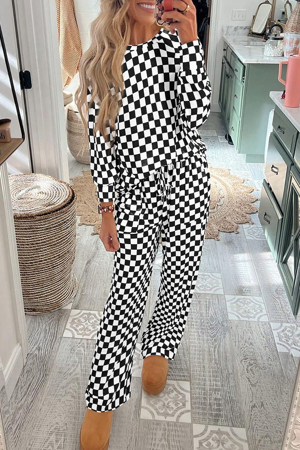 Round Neck Dropped Shoulder Top and Pants Lounge Set