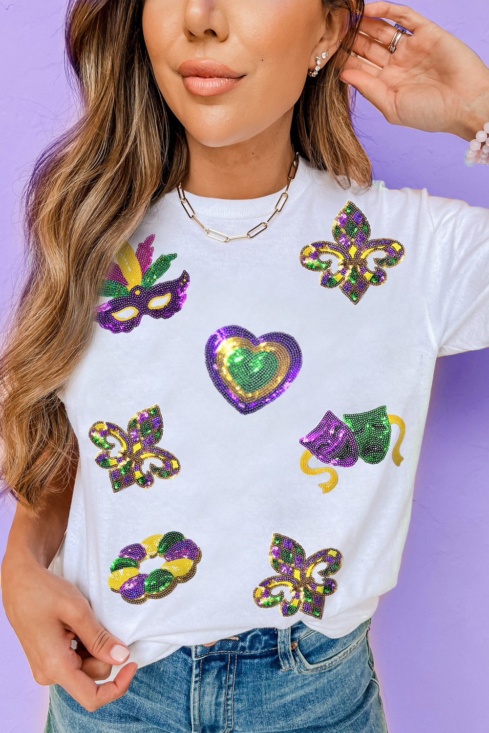White Mardi Gras Icon Tee