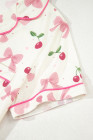 Beige Bow Fruit Print Contrast Pipping Short Pajamas Set