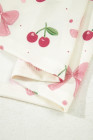Beige Bow Fruit Print Contrast Pipping Short Pajamas Set