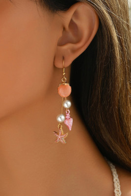 Bonbon Starfish Conch Shell Pearl Dangle Earrings BH014330-P3010