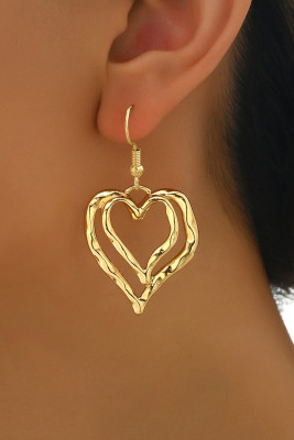 Gold Double Heart Shape Plated Alloy Dangle Earrings BH014317-P12