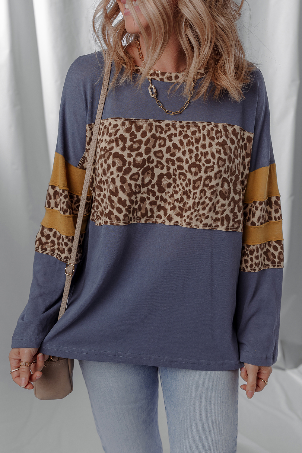 Leopard Colorblock Hooded Top