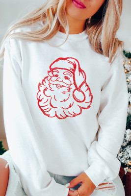 White Father Christmas Rhinestone Graphic Drop Shoulder Sweatshirt LC25320622-15