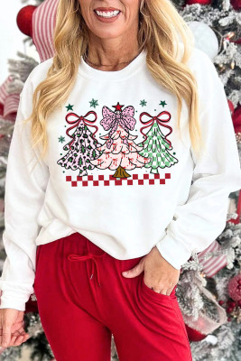 White Christmas Tree Graphic Customized Holiday Sweatshirt LC25320759-15