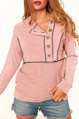 Pink Buttons Front Princess Line Out Seam Hoodie LC25122661-10