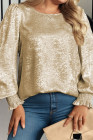 Apricot Plus Size Metallic Long Flounce Sleeve Blouse