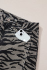 Gray Zebra Stripe Printed Wide Leg Barrel Jeans