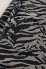 Gray Zebra Stripe Printed Wide Leg Barrel Jeans