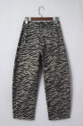 Gray Zebra Stripe Printed Wide Leg Barrel Jeans